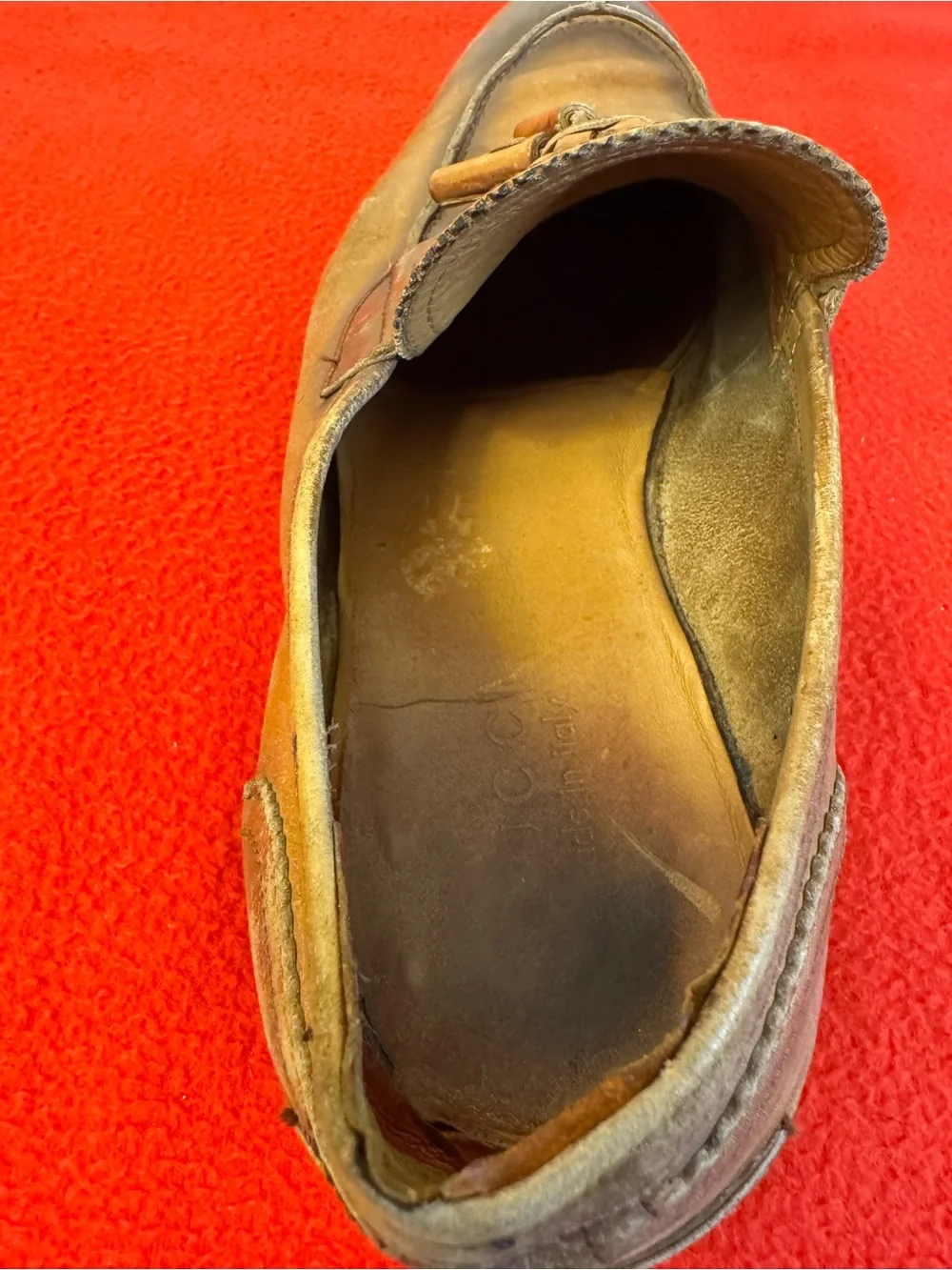 Vintage Gucci Loafers Tan brown Leather Men’s Size 9.5 Shoes Italy Made - Picture 13 of 14